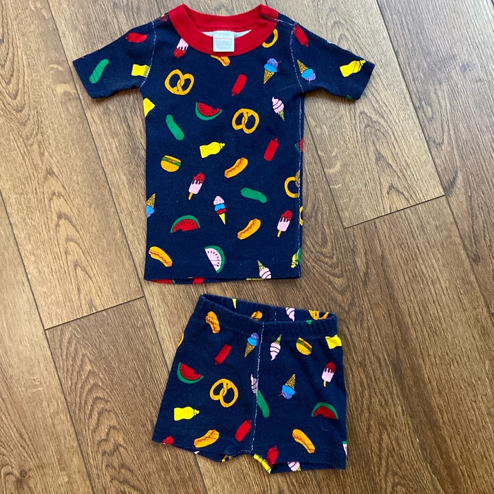 Hanna Andersson Navy Blue Snack Print Pajama Set